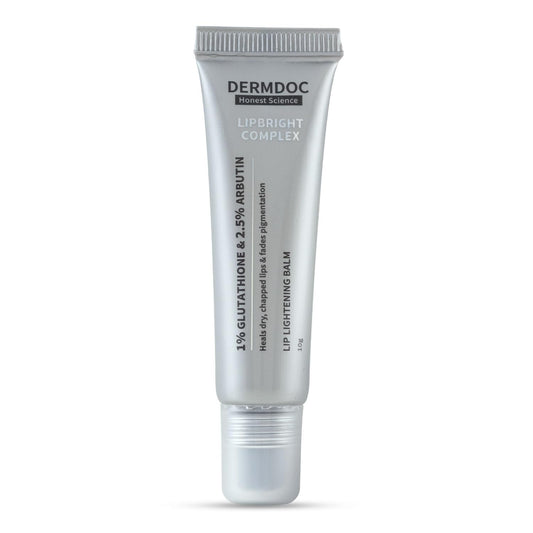 DERMDOC LipBright Treatment with 1% Glutathione + 2.5% Arbutin Lip Balm, 10 gm | Brightens Lip | Reduces Pigmentation | For Dry & Chapped Lips | Lightweight | Non - sticky