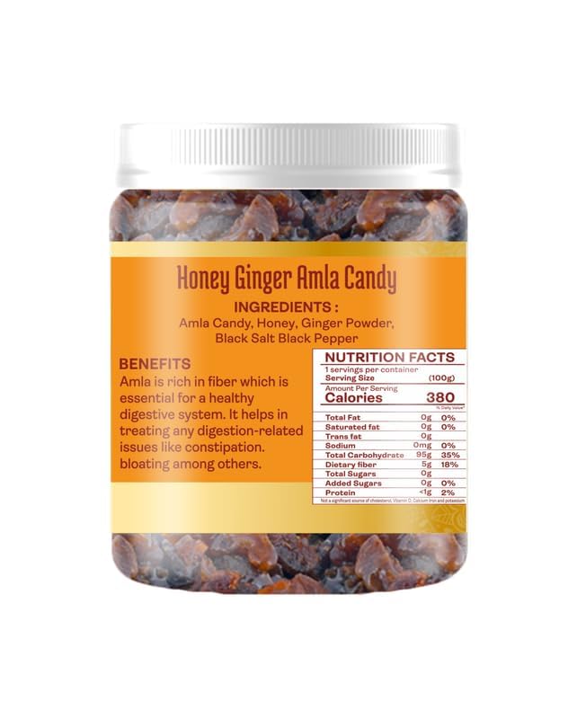Vilaas Dried Honey Ginger Amla Candy | Low Processed And Sugar Free Amla, For Weight Loss And Immunity Booster | All Natural Ingredients