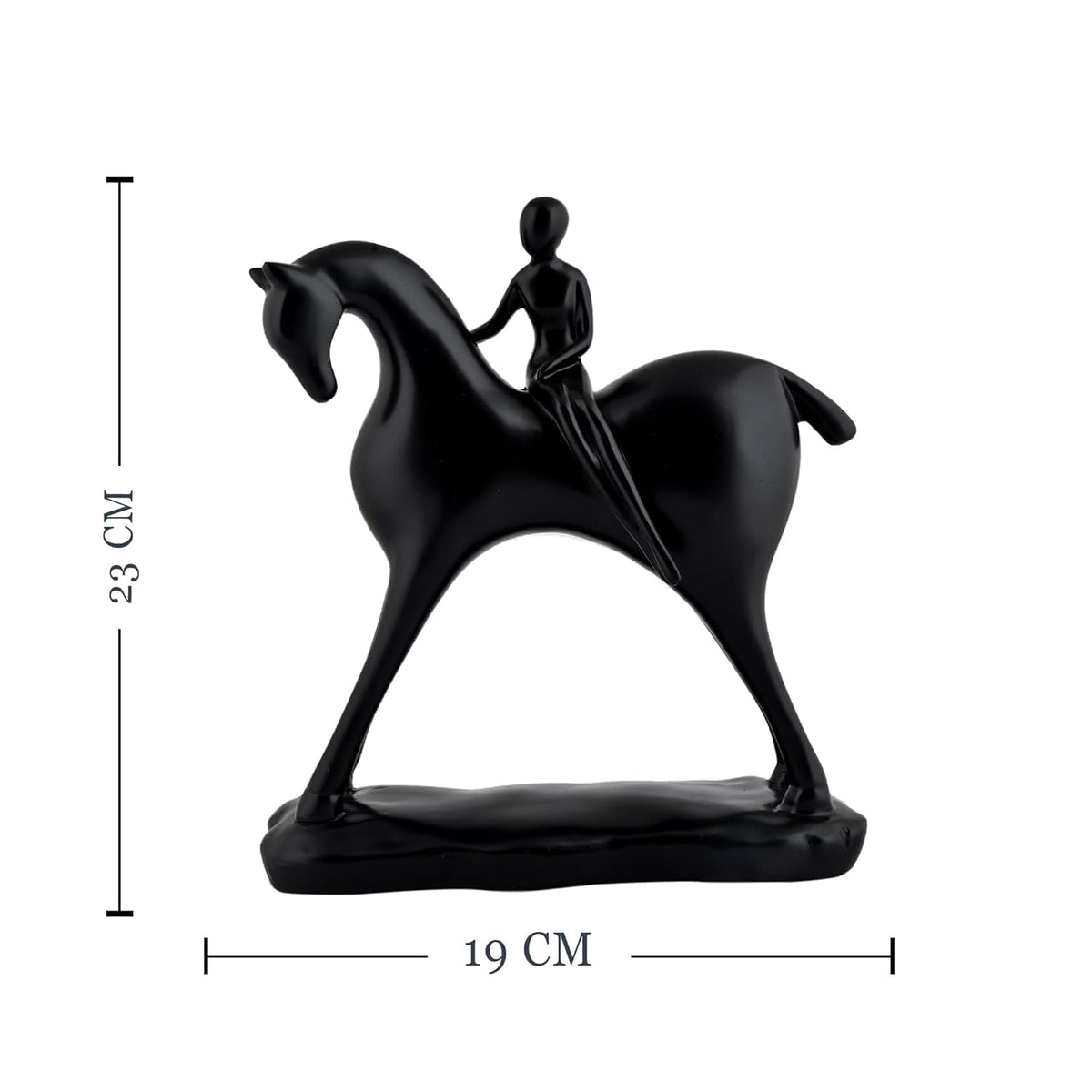 Elegant Resin Horse with Rider Décor, Black, Pack of 1