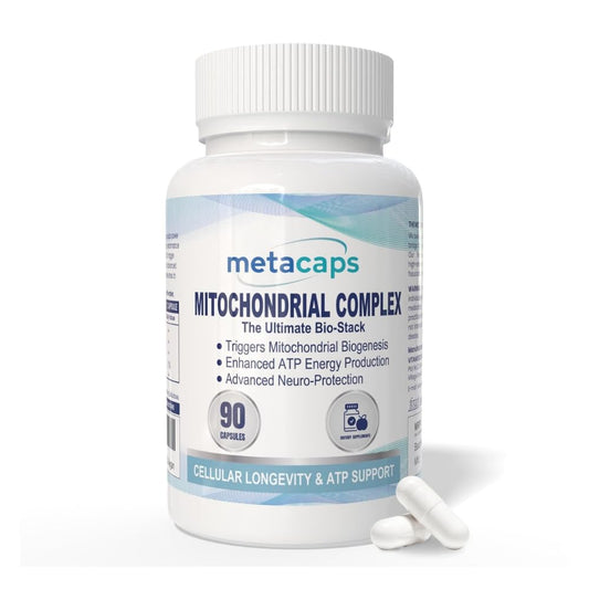 MetaCaps Mitochondrial Energy Complex – 90 Veg Capsules | Advanced Cellular Power & Longevity Stack | PQQ, CoQ10 & ALA | Supports New Mitochondria Growth, Focus & Vitality | Non-GMO & Vegan