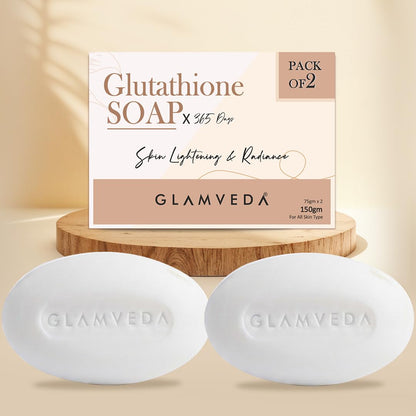 Glamveda Glutathione Skin Whitening Soap with Kojic Acid | Body Tan Removal | Bath for Men & Women | Remove Dark Spots & Hyperpigmentation | For Nourishing & Glowing Skin (Pack of 2)
