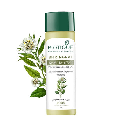 Biotique Bio Bhringraj Therapeutic Hair Oil for Falling Hair | Intensive Hair Regrowth Treatment | Nourishing Hair Follicles| Strong and Shiny Hair| For All Skin Types| 200m