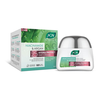 Joy Revivify Niacinamide & Argan Hydra Protect Day Cream SPF 25 |Face Moisturizer | Antioxidants & Multivitamins | UV Protection | Red Raspberry & Grapeseed |Aloe Vera Extracts – 50 ml