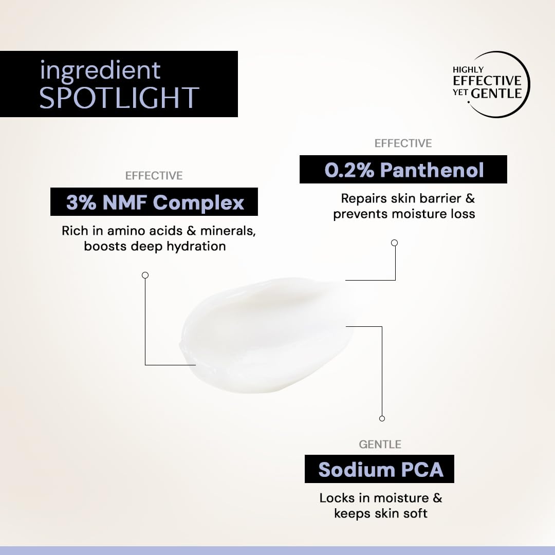 Skincare product with labeled ingredients on a white background