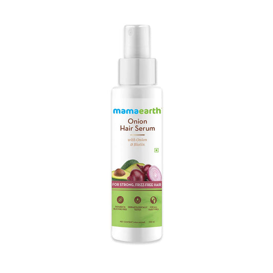 Mamaearth Onion Hair Serum For Silky & Smooth Hair, Tames Frizz, with Onion & Biotin for Strong, Tangle Free & Frizz-Free - 100 ml