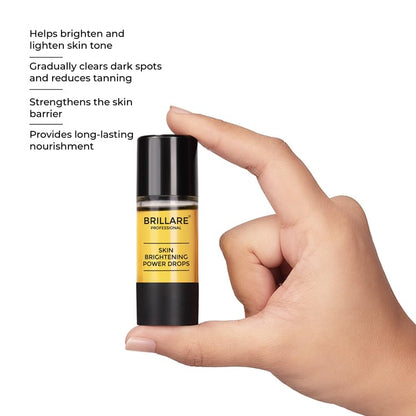 Brillare Professional Skin Brightening Power Drops, 100% Natural Face Serum With Rosehip and Sandalwood (15 ML), Zero Chemicals