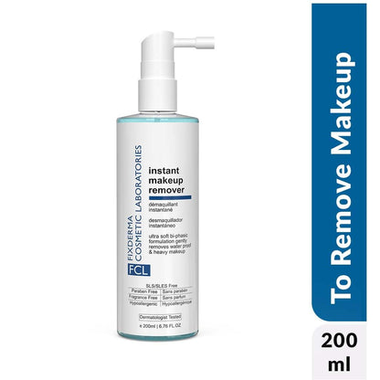 FCL Biphasic Instant Makeup Remover with Apple Amino Acid & Sea Buckthorn Oil | Removes Eye Makeup, Lip Makeup & Waterproof Makeup | Hydrates Skin, for All Skin Types - 200ml
