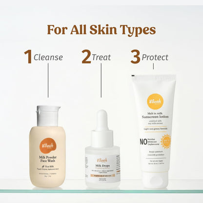 Vilvah Milk Drops Brightening Serum | Fades Dark Spots, Treats Hyperpigmentation & Evens Skin Tone | Hyaluronic Acid & Alpha Arbutin Serum for Women & Men | Suitable for All Skin Types | 20ml