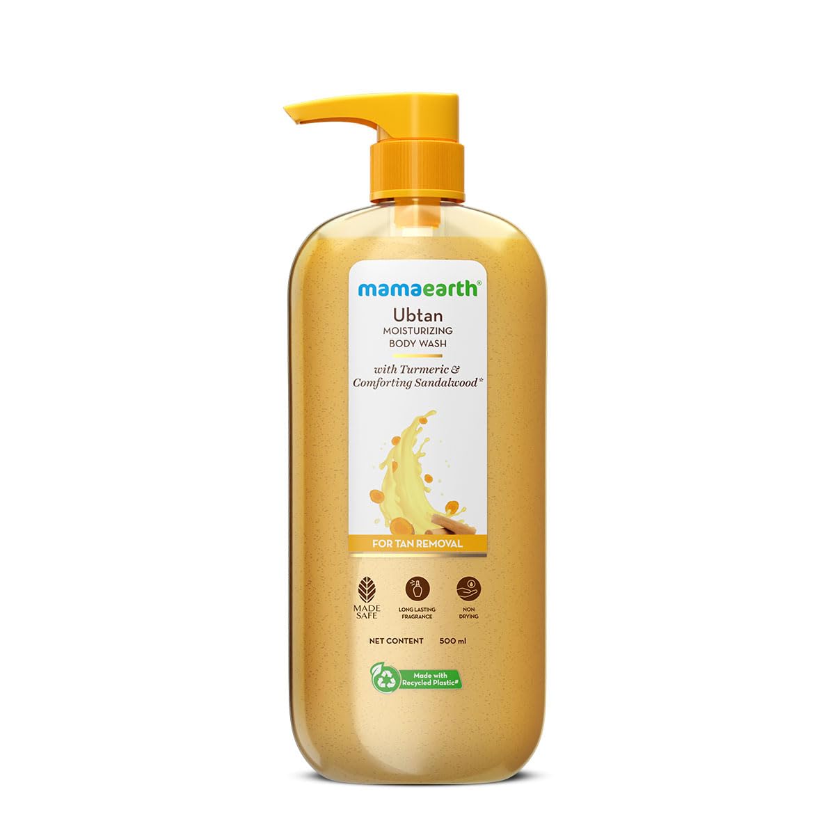 Mamaearth Ubtan Moisturizing Body Wash with Turmeric & Comforting Sandalwood Scent for Tan Removal 500ml | Intensely Moisturizes | Long Lasting Fragrance | Mild Exfoliation | All Skin Types | Soft & Smooth Skin