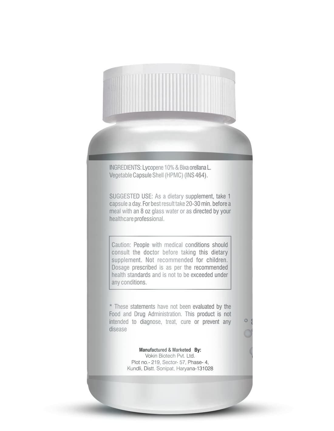 Supplement bottle with label on a white background