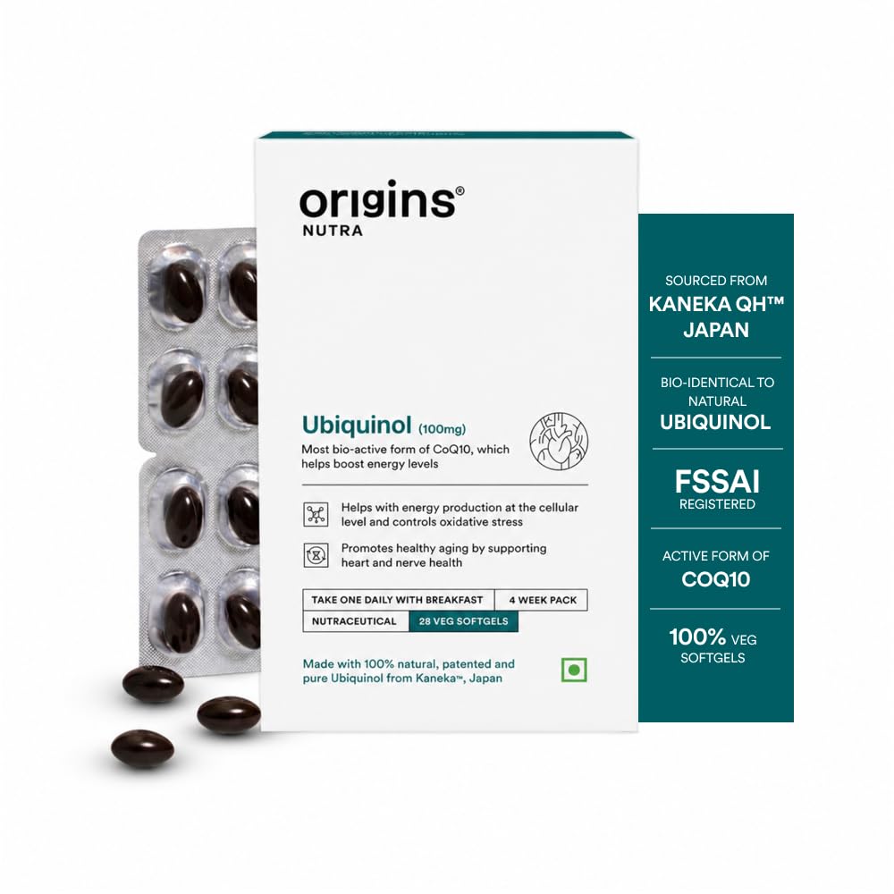 Origins Nutra Kaneka QH™(Ubiquinol) 100mg | Sourced from Japan Active CoQ10 Form | Supports Fertility, Heart Health & Healthy Aging | 28 Veg. Softgels | Third-Party Tested
