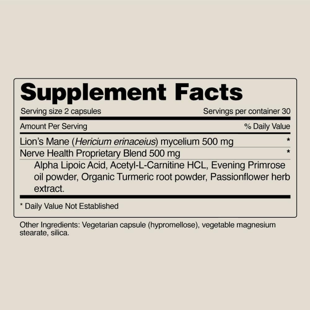 Supplement facts label on a beige background
