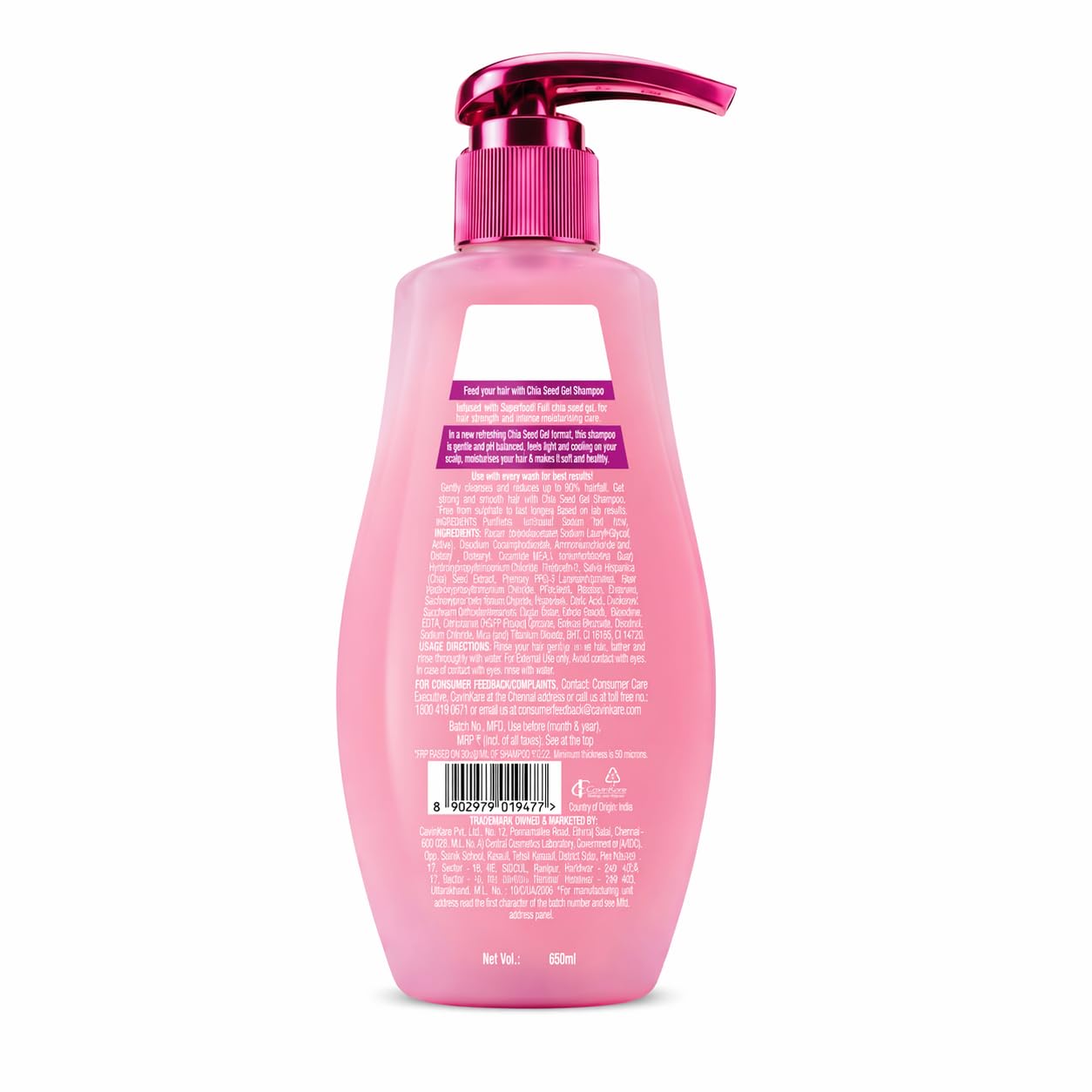 Nyle ++ Chia Seed Gel Shampoo | Infused with Real Chia Seed Gel | Refreshing Gel Format | Reduces up to 98% Hairfall | Intense Moisturising & Hair Strength | 650ml
