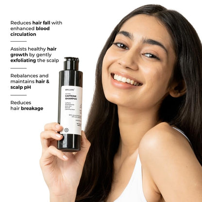 Brillare Caffeine Anti Hair Fall Shampoo | Boost Hair Growth with Caffeine & Peptides for Men & Women
