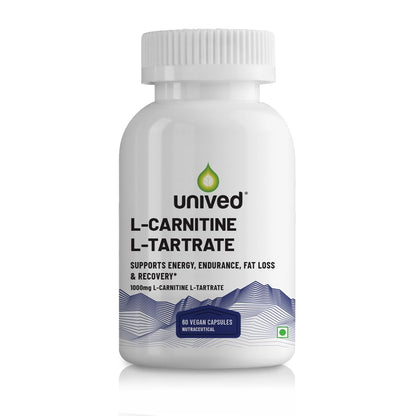 Zephivo Unived L-Carnitine L-Tartrate 1000mg, Supports use of Fat for Energy, 60 Vegan Caps