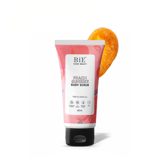 BiE Peach Sunrise Body Scrub | Gentle Exfoliator | Infused with Squalane | Glycerin | Peach Extracts | 200ml