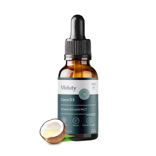 Zephivo Miduty by Palak Notes Coco D3, MCT Oil, Medium Chain Triglycerides, Vitamin D3 for Strong Bones & Immunity D3 Drops, Coco D3 Pack - 50ml