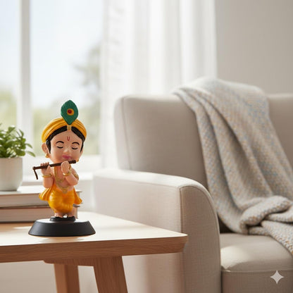Shri Krishna with Flute Figurine Showpiece for Car Dashboard, Home Office | Kanha Ji Murti Statue for Hindu Temple, Spiritual Decor | Gift for Devotees
