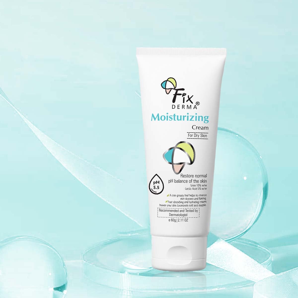 Fixderma Moisturizing cream, Daily Moisturizer for Dry & chapped skin, Provides Hydration and Moisturization, Non-Comedogenic & Non-Greasy formulation, 60g