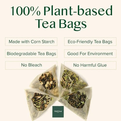 VAHDAM, Turmeric Spice Infusion Bags – 50 Pyramid Bags | Caffeine Free, Non-GMO | Pure Herbal Tisane – Savory & Spicy | Resealable Ziplock Pouch