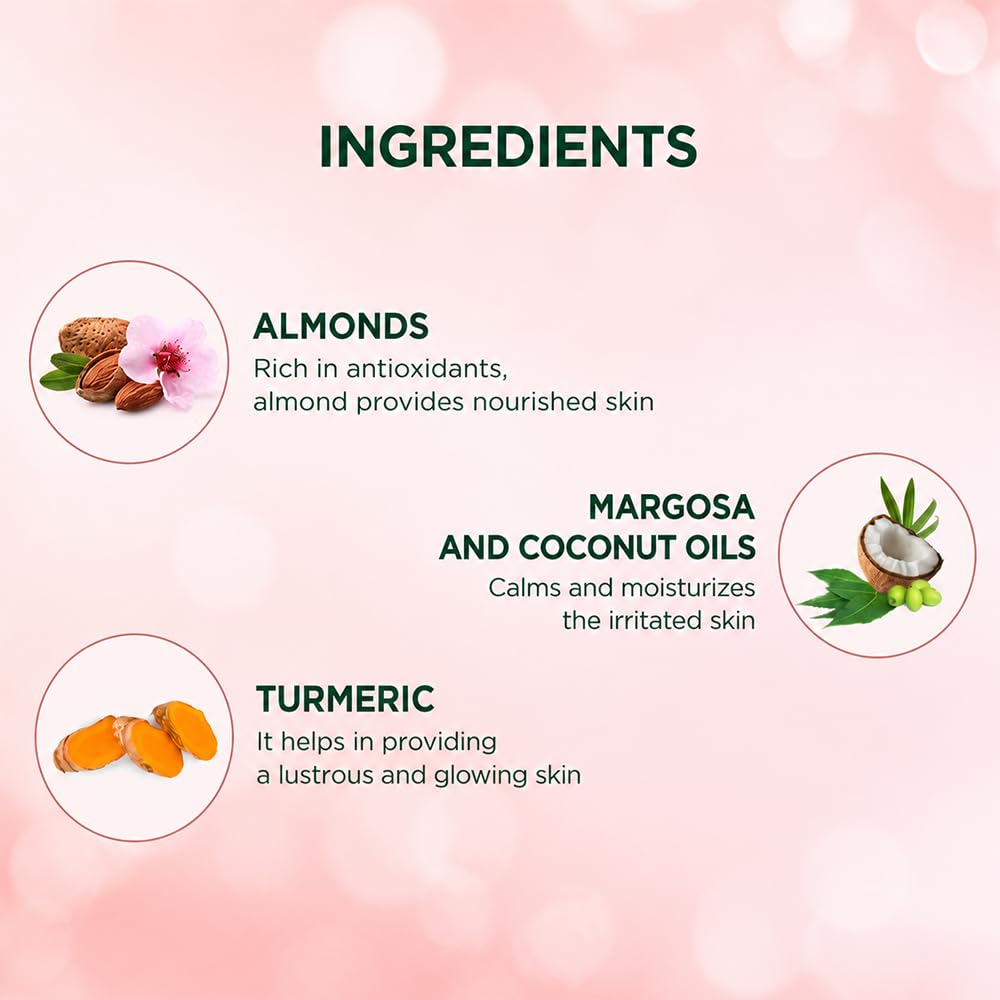 Biotique Almond Oil Nourishing Bathing Bar| Ayurvedic and Organically Pure| Maintains Skin’s Natural pH |100% Botanical Extracts| Suitable for All Skin Types | Pack of 3, 225 g (3 x 75 g)