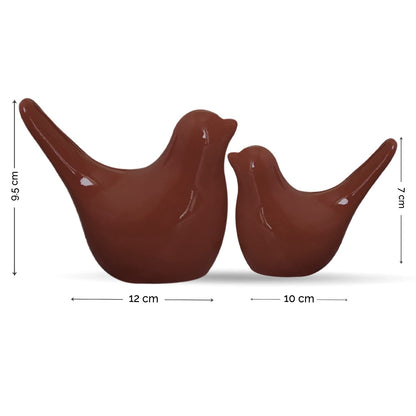 Creative Brown Glossy Ceramic Birds Figurines Home Decorations Accessories Party (Pack of 2, Brown)