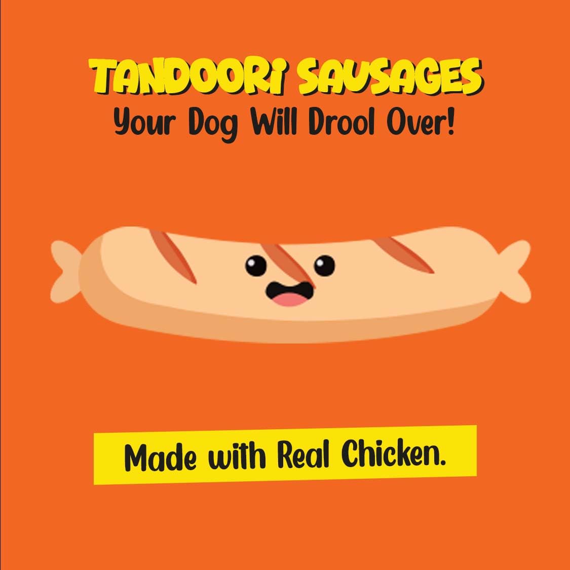 PETS EMPIRE Tandoori Sausages Dog Treats, 100g | Smoky Soft Chew Chicken Sausage Snacks| High Protein Training Treats | Soft & Chewy, Healthy Reward for Puppies & Adult Dogs