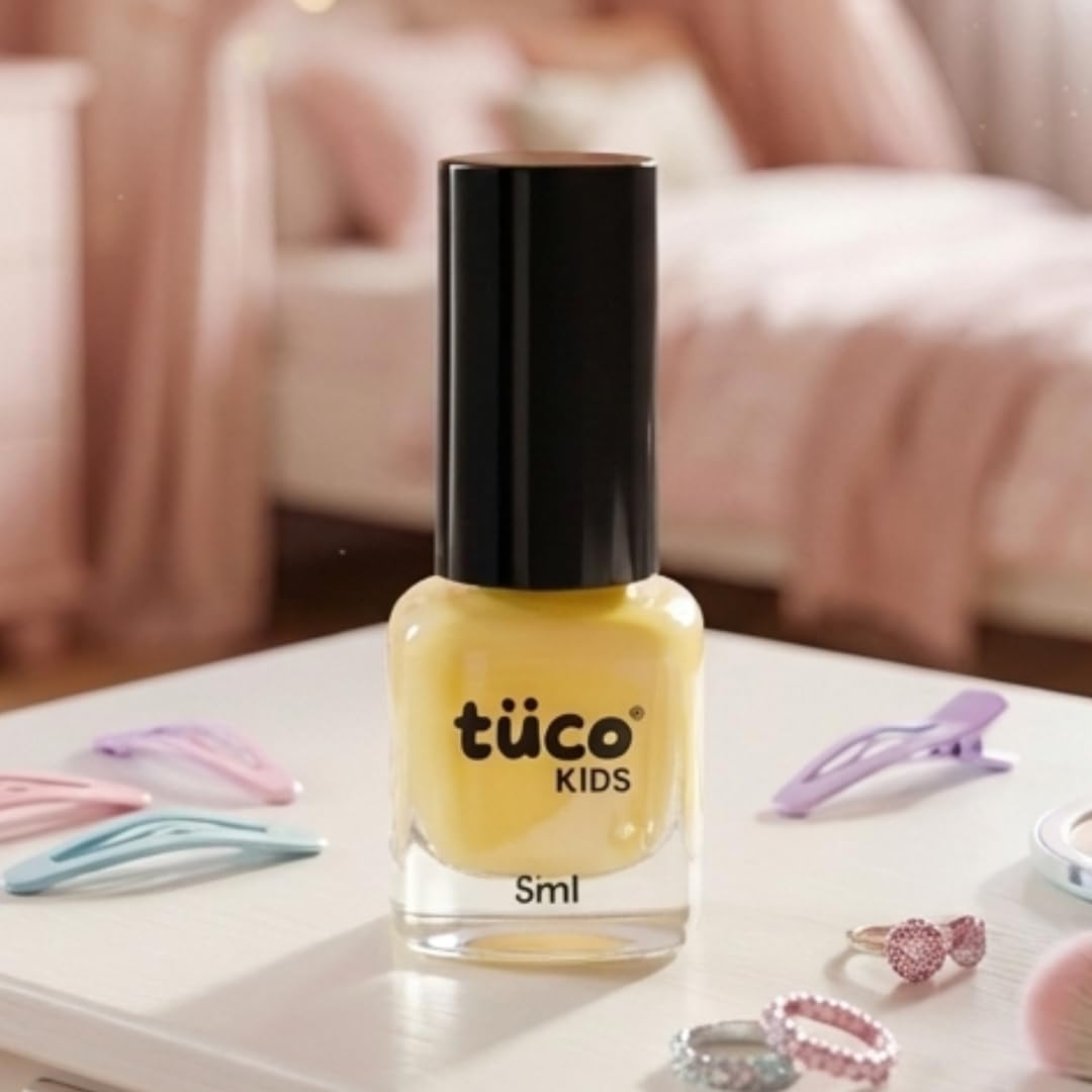 Tuco® Kids Water Based Safe Nail Polish for girls | Easy to Peel Off, Non Toxic, Natural & Safe for Kids | Play Safe with Chemical Free Nails for Daughters | Pack of 1x5ml | Yellow