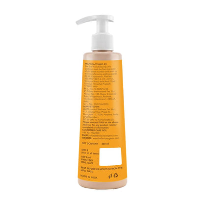 Yellow bottle with pump on a white background