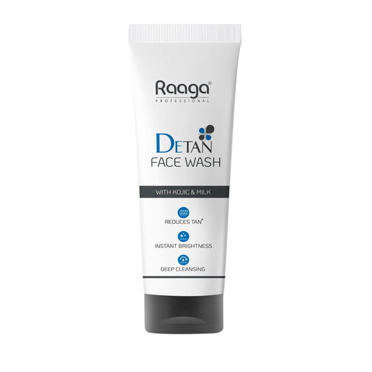 Raaga Professional De-Tan Face Wash with Kojic Acid & Milk | Reduces Tan | Instant Brightness | Deep Cleansing | For All Skin Types | 100 ml