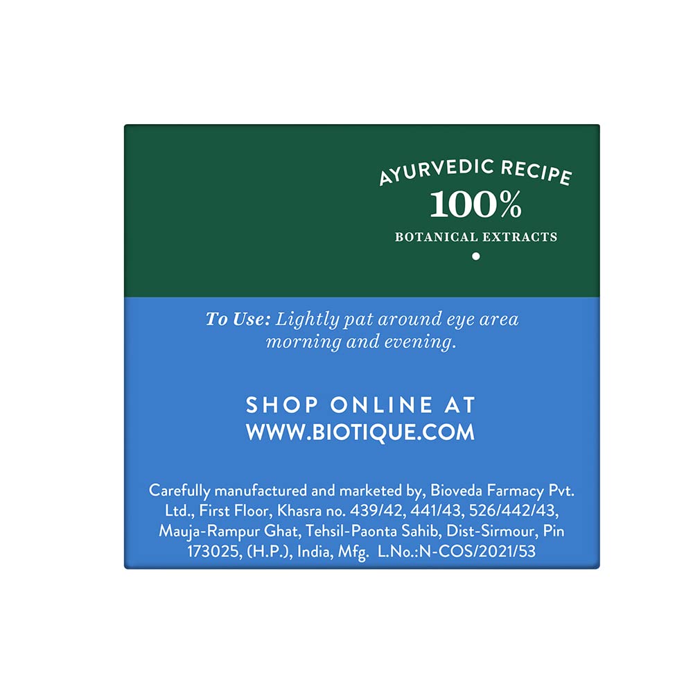 Product label with Ayurvedic recipe text and branding on a green and blue background