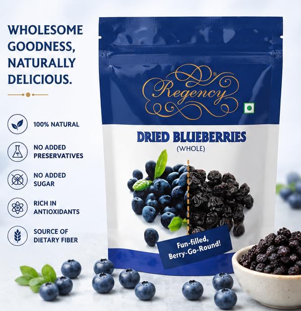 Regency Premium Dried Blueberries 75g | Natural Healthy Snack | Rich in Antioxidants & Dietary Fiber | No Added Preservatives