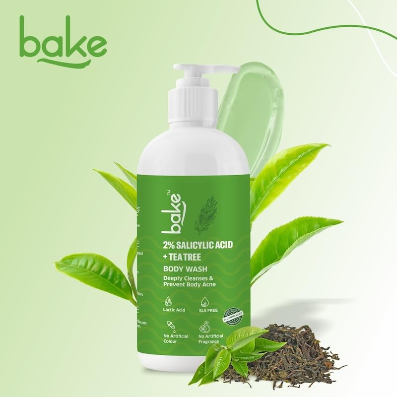 BAKE 2% Salicylic Acid & Lactic Acid Body Wash for Body Acne | Prevents Back Acne, Bumpy Skin, Reduces Skin Inflammation & Strawberry Legs | For Women & Men | 250ml