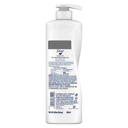 Dove Body Love Nourished Radiance Body Lotion For Very Dry Skin 48hrs Moisturisation Paraben Free with Plant Based moisturiser Soft Radiant Skin 400ml