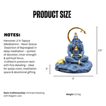 Resin Lord Hanuman Idol – Decorative Bajrangbali Statue for Home Mandir, Car Dashboard, Vastu Remedies, Protection Blessings & Spiritual Gifting