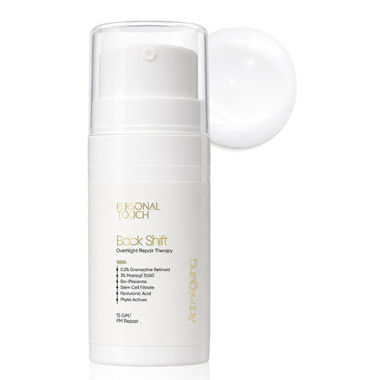 Personal Touch Backshift Anti-Aging Face Cream | Youthifying Peptide, Niacinamide & 0.3% Granactive Retinoid (HPR) | Wrinkle Repair, Firming & Collagen Boost | 15ml
