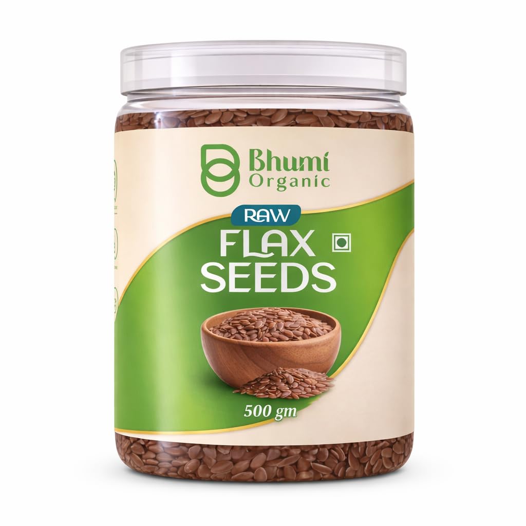 Bhumi Organic Flax Seeds 500g | Alsi Seeds, Raw Seeds for Eating, Source of Iron & Dietary Fibre, Rich in Protein