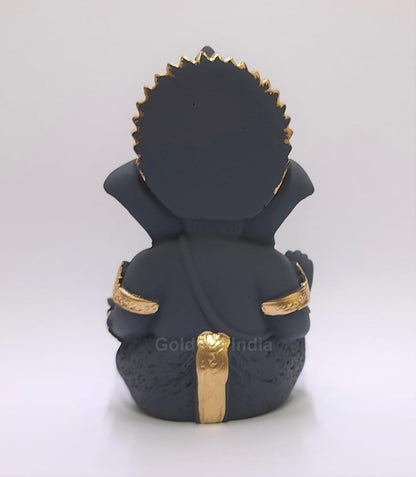 Gold Art India Dark Grey Ganesha Idol Ganesh for Car Dashboard Statue Ganpati Vinayaka Vinayagar Figurine Diwali Gifts Home Decor Luck, Success