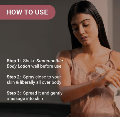 Be Neude Body Lotion with Ceramide, Lactic Acid, Niacinamide & Hyaluronic Acid for Deep Hydration, Barrier Repair & Dark Spot Reduction, Ultralight, Non-Sticky Body Lotion Smmmoothie, 250ml