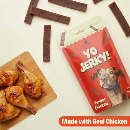 PETS EMPIRE Yo Jerky Tender Chicken Dog Treats, 100g | High Protein Soft Chew Snacks for Dogs | Made with Real Chicken & Sweet Potato | Grain-Free, HealthyR Eward for Puppies & Adult Dogs