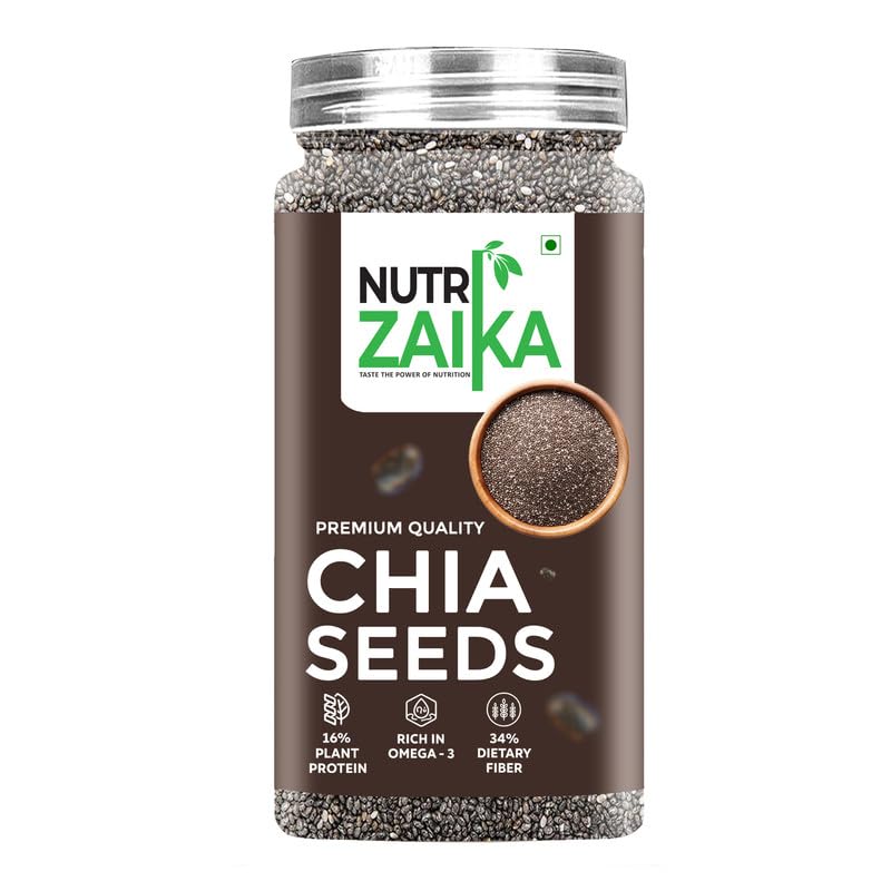 NUTRIZAIKA Organic Chia Seeds | Raw Chia seed | seed for eating | Seeds for Weight Management | Healthy Snack | Healthy food for eating diet snacks for weight loss.
