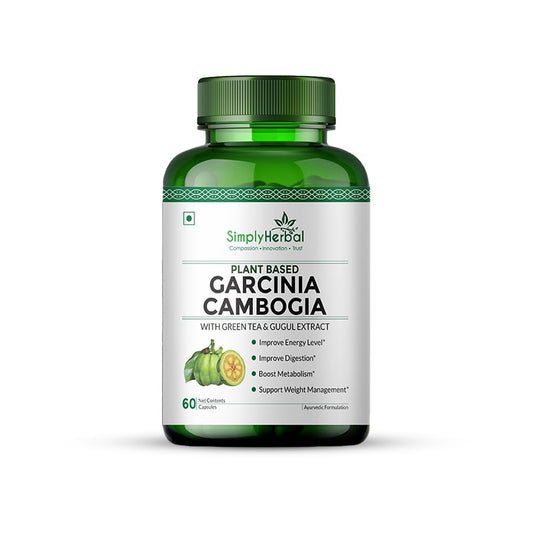 Simply Herbal Garcinia Cambogia with Green Tea and Gugul Extract for Weight Management Supplement 800 Mg HCA for Appetite Suppressant & Metabolism Boost For Men Women - 60 Veg capsule