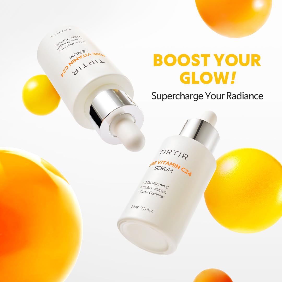 TIRTIR Vitamin C 24% Serum for Face, Dark Spot Corrector for Sensitive Skin, Anti Aging Collagen Serum, Even Tone & Wrinkle Care, Korean Skincare - 30ml