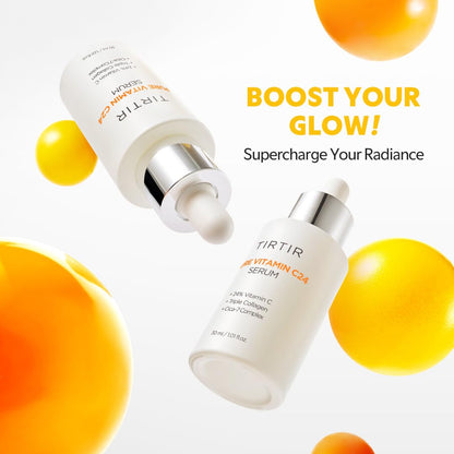 TIRTIR Vitamin C 24% Serum for Face, Dark Spot Corrector for Sensitive Skin, Anti Aging Collagen Serum, Even Tone & Wrinkle Care, Korean Skincare - 30ml