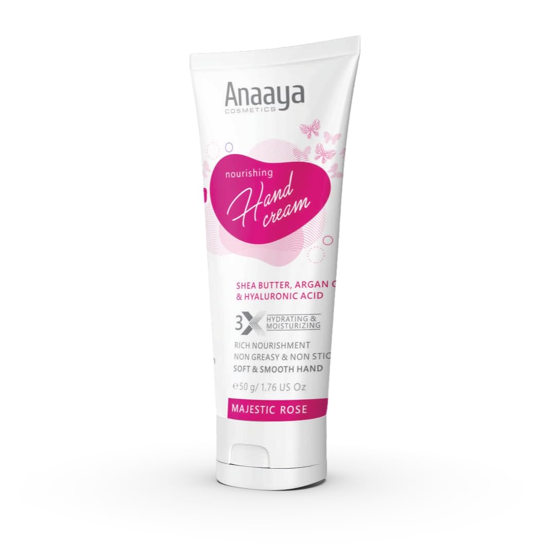 Anaaya Nourishing Hand Cream | Majestic Rose | Shea Butter & Cocoa Butter with Argan Oil & Hyaluronic | Soft & Moisturizing | Vegan & Paraben Free (50g)