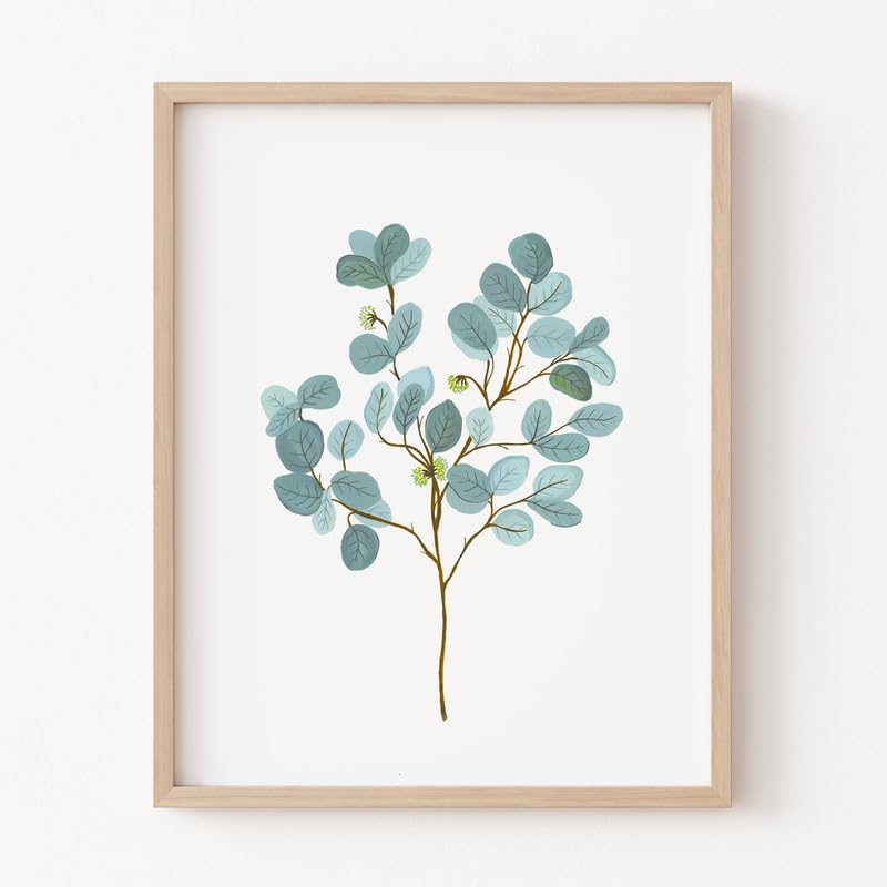 Eucalyptus Botanical Wall Painting| Modern Art Painting For Living Room Bed Room And Office | 11 X 14 Inches (Natural Frame)