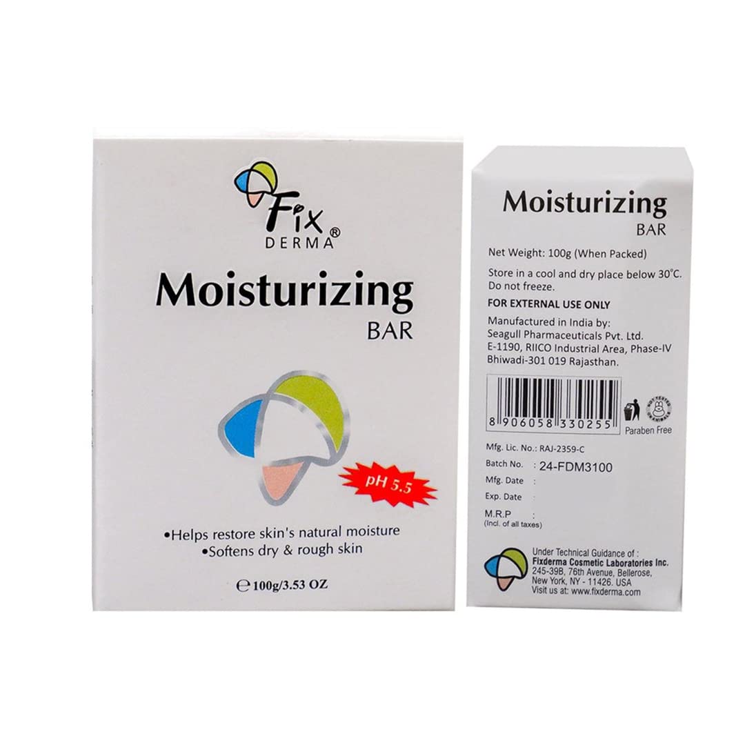 Fixderma Moisturizing Bar Soap for Dry and Rough skin | Hypoallergenic | Atopic Dermatitis Bar | Safe for All Skin Types | Provides Soft & Supple Skin- 100g