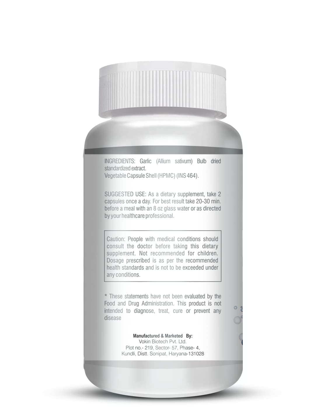 Supplement bottle with label on a white background