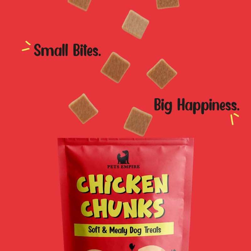 PETS EMPIRE Chicken Chunks Dog Treats, 100g | Soft & Meaty Chicken Dog Snacks | High Protein Chewy Treats | Healthy Training Rewards for Puppies & Adult Dogs