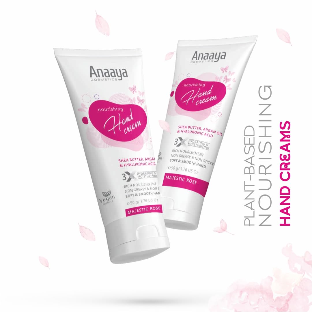 Anaaya Nourishing Hand Cream | Majestic Rose | Shea Butter & Cocoa Butter with Argan Oil & Hyaluronic | Soft & Moisturizing | Vegan & Paraben Free (50g)